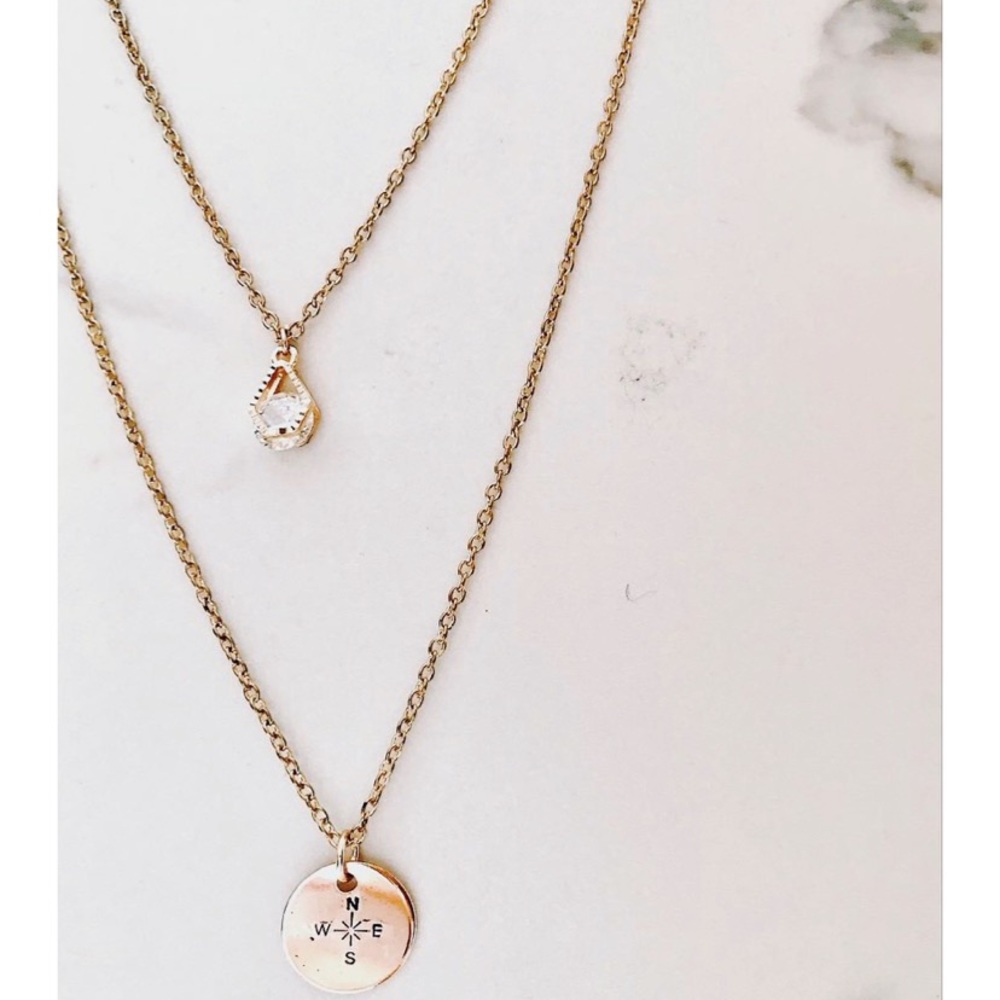 Compass layered necklace 🌎